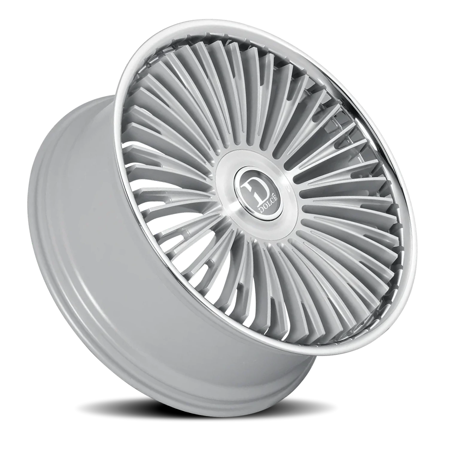 Dolce Luxury Razzo Gloss Silver W/ Brushed Face-Stainless Lip 24x10 +35 6x139.7mm 66.6mm