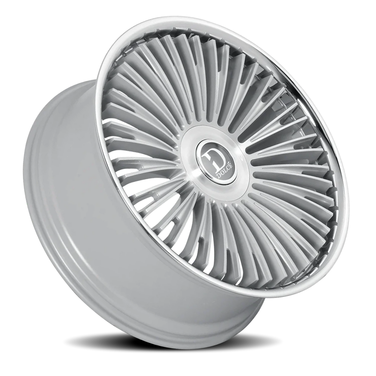 Dolce Luxury Razzo Gloss Silver W/ Brushed Face-Stainless Lip 24x10 +35 6x135|6x139.7mm 106.2mm
