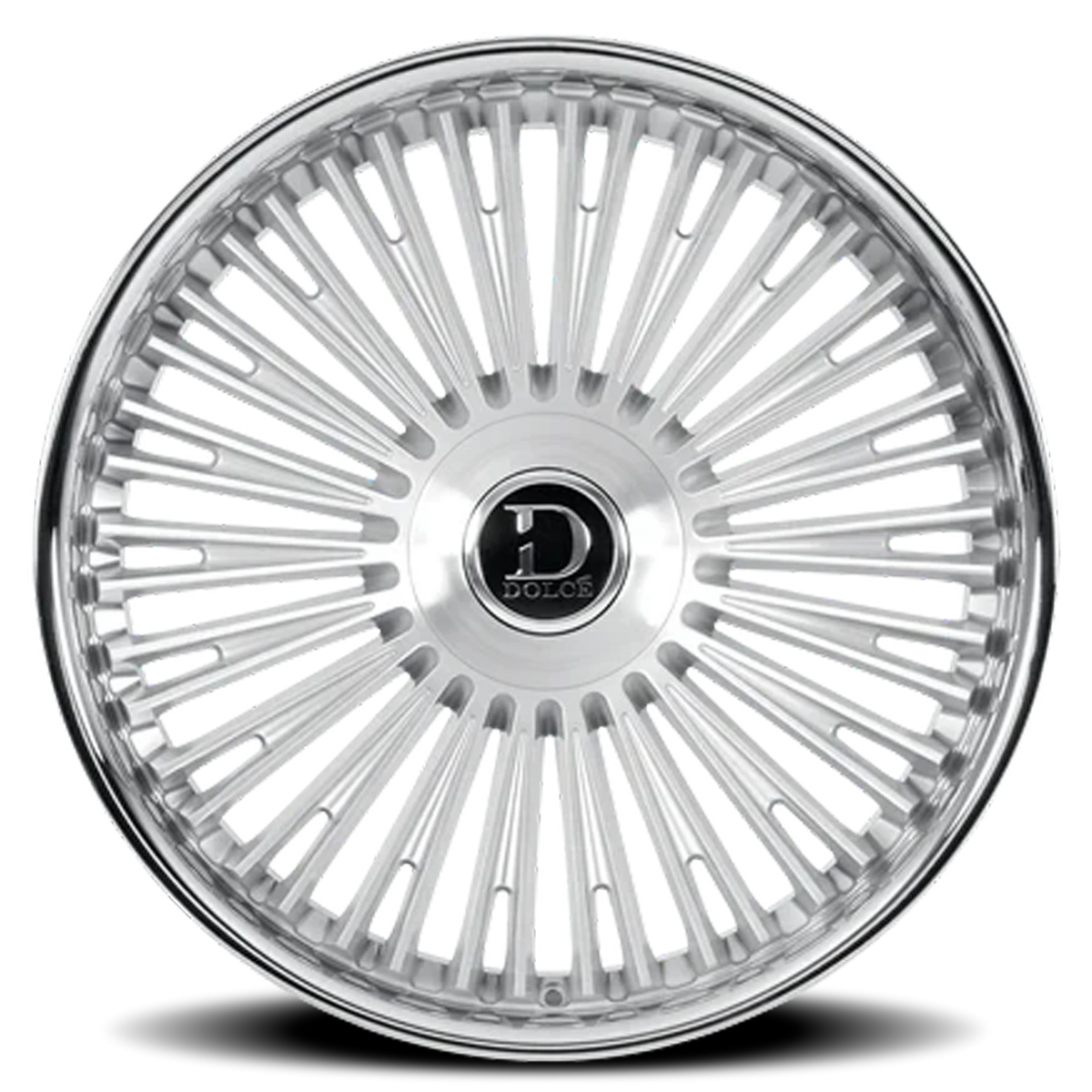 Dolce Luxury Razzo Gloss Silver W/ Brushed Face-Stainless Lip 26x10 +30 5x112|5x120mm 74.1mm