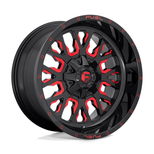 Fuel Offroad D612 STROKE Gloss Black Red Tinted Clear 22x14 -75 8x165.1mm 125.1mm - WheelWiz