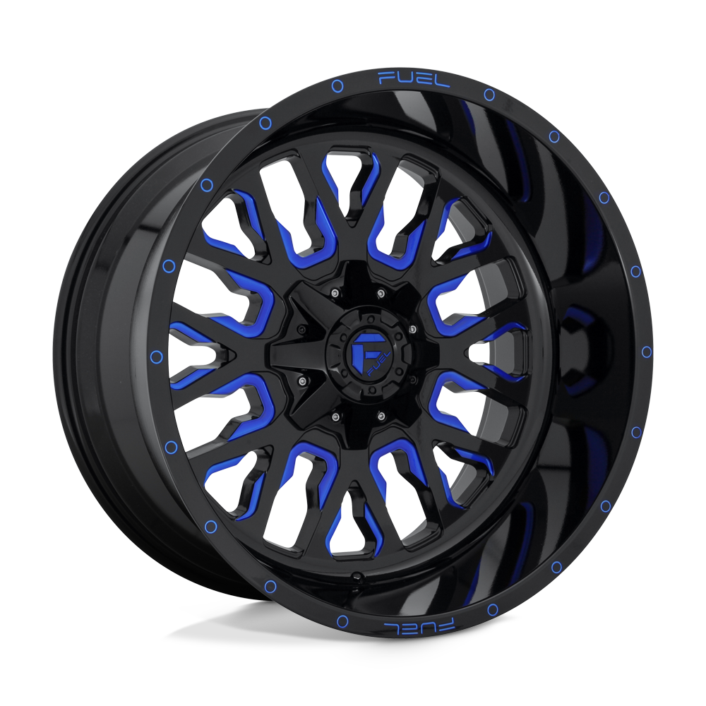 Fuel Offroad D645 STROKE Gloss Black Blue Tinted Clear 22x12 -44 8x180mm 124.2mm - WheelWiz