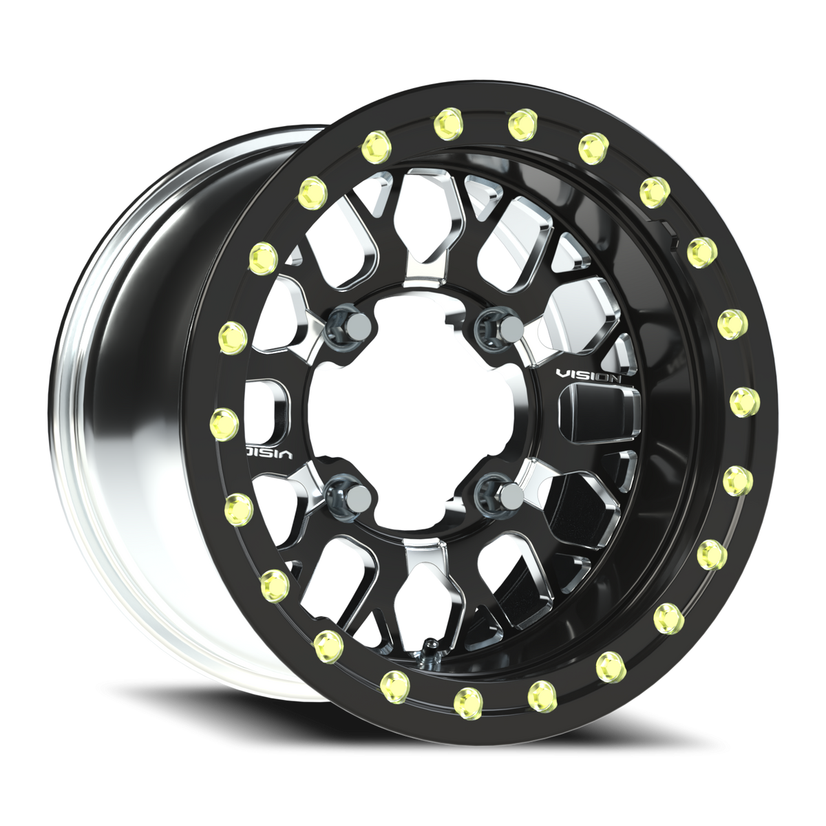 Vision Wheel 346 Gloss Black Milled Spoke 15x6 +51 4x114.3mm 68mm - Wheelwiz