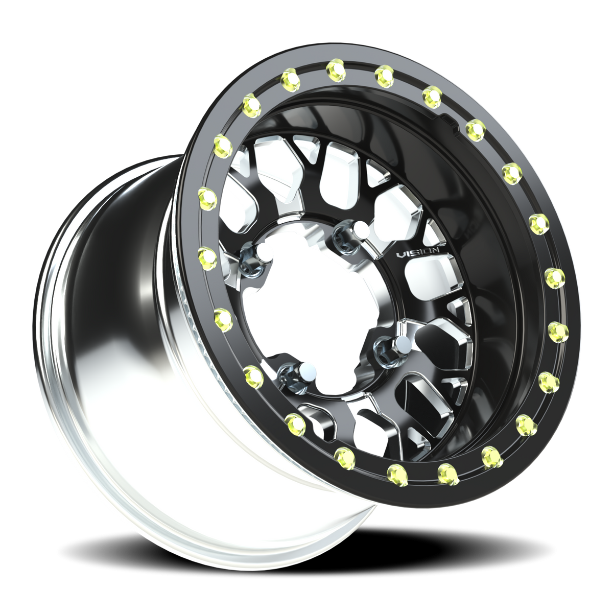 Vision Wheel 346 Gloss Black Milled Spoke 15x7 +38 4x156mm 131.1mm - Wheelwiz
