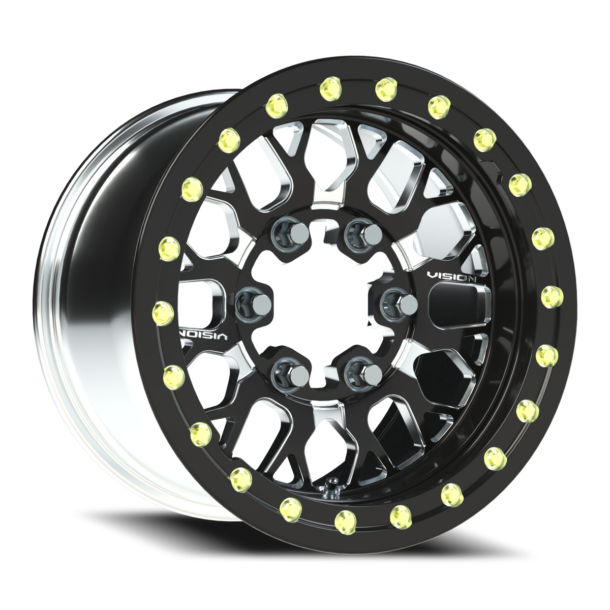 Vision Wheel 346 Gloss Black Milled Spoke 15x10 +25 6x139.7mm 110mm - Wheelwiz