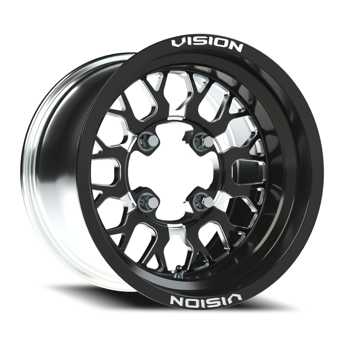 Vision Wheel 346 Gloss Black Milled Spoke 15x7 +38 4x156mm 131.1mm - Wheelwiz