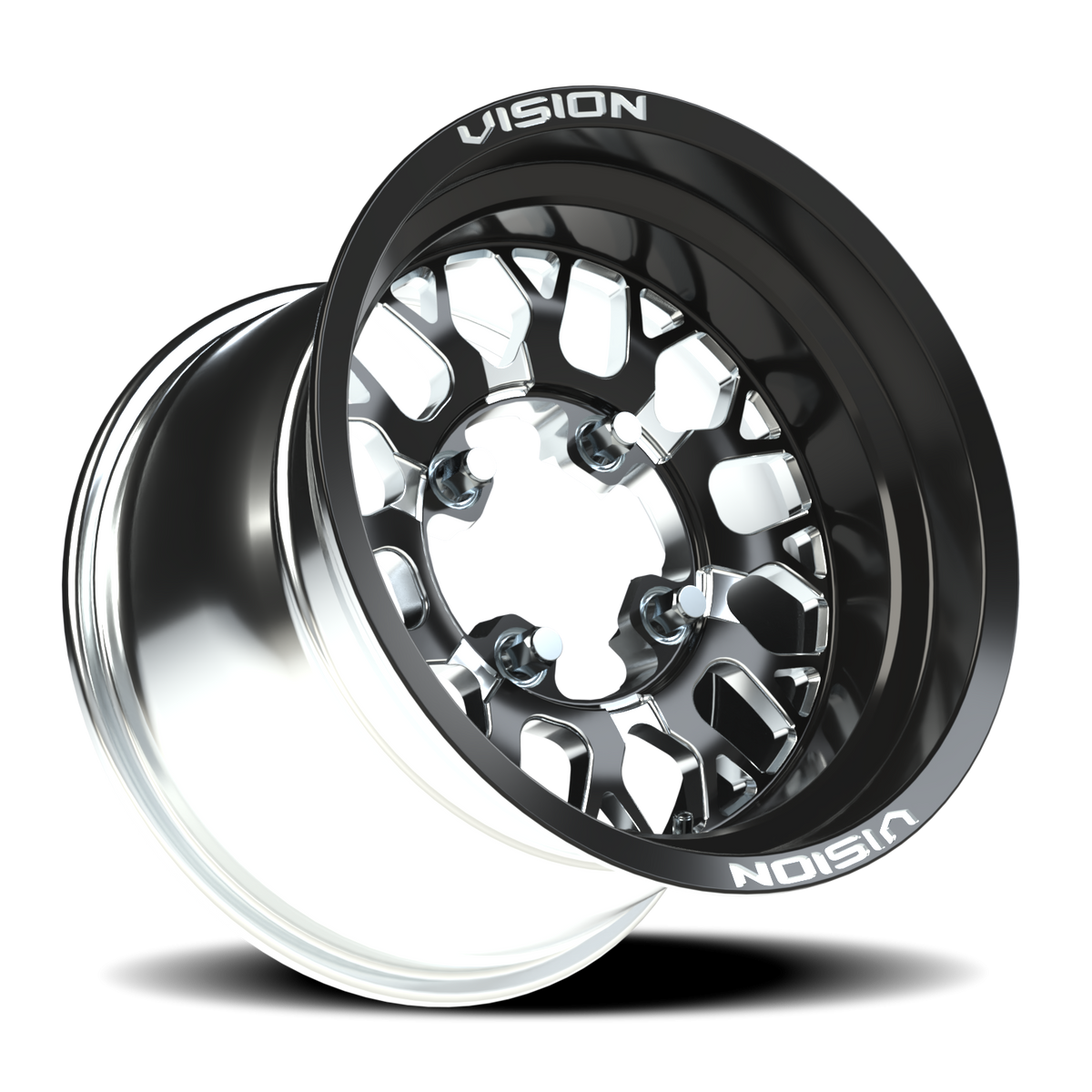 Vision Wheel 346 Gloss Black Milled Spoke 15x7 +38 4x156mm 131.1mm - Wheelwiz