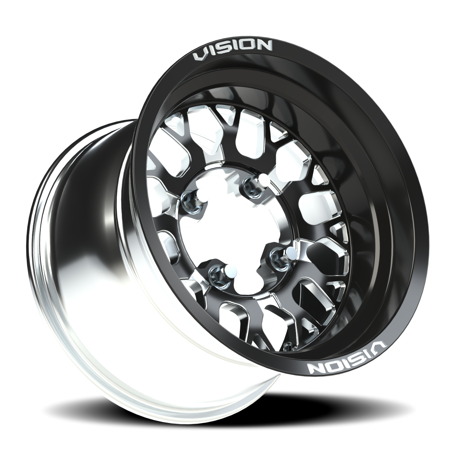 Vision Wheel 346 Gloss Black Milled Spoke 15x7 +38 4x156mm 131.1mm - Wheelwiz