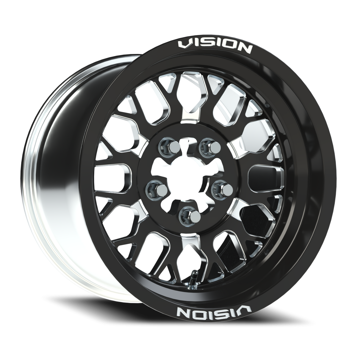 Vision Wheel 346 Gloss Black Milled Spoke 15x7 +61 5x114.3mm 68mm - Wheelwiz