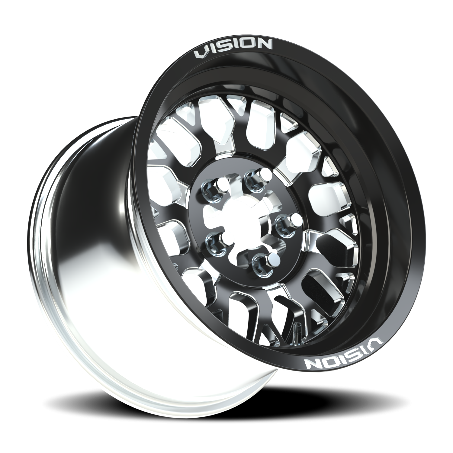 Vision Wheel 346 Gloss Black Milled Spoke 15x7 +61 5x114.3mm 68mm - Wheelwiz