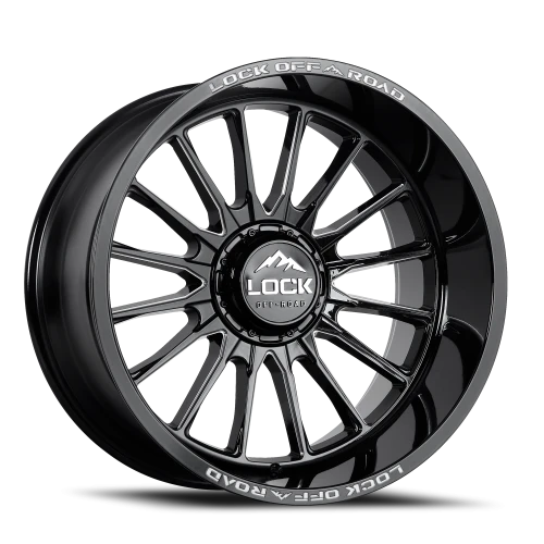 Lock Offroad Striker Gloss Black W/ Milling 22x10 -18 8x180mm 124.3mm