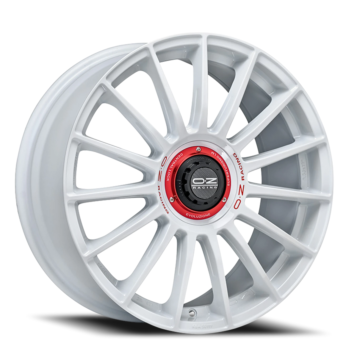 OZ Racing Superturismo Evoluzione  WRC Gloss Race White W/ Red Lettering 19x8.5 +45 5x108mm 75mm