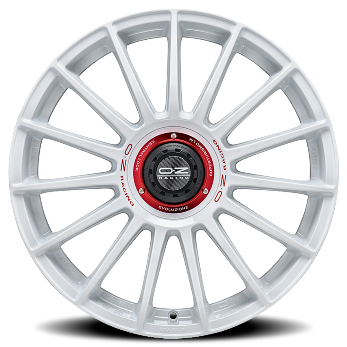 OZ Racing Superturismo Evoluzione  WRC Gloss Race White W/ Red Lettering 19x8.5 +45 5x108mm 75mm