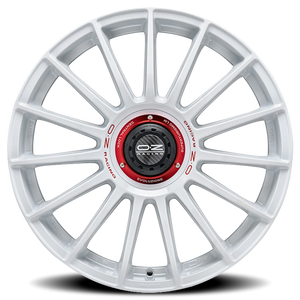 OZ Racing Superturismo Evoluzione  WRC Gloss Race White W/ Red Lettering 19x8.5 +45 5x108mm 75mm