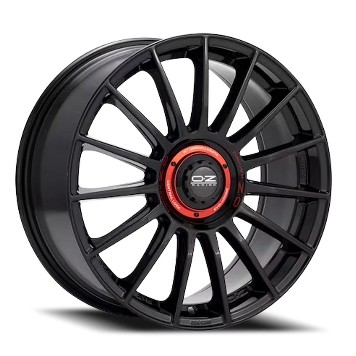 OZ Racing Superturismo Evoluzione Gloss Black W/ Red Lettering 18x8 +45 5x114.3mm 75mm - Wheelwiz