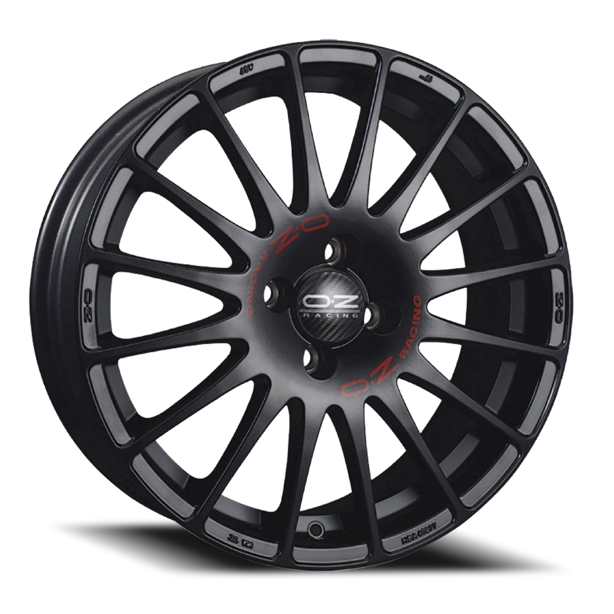 OZ Racing Superturismo GT Matte Black W/ Red Lettering 16x7 +37 4x100mm 68mm - Wheelwiz