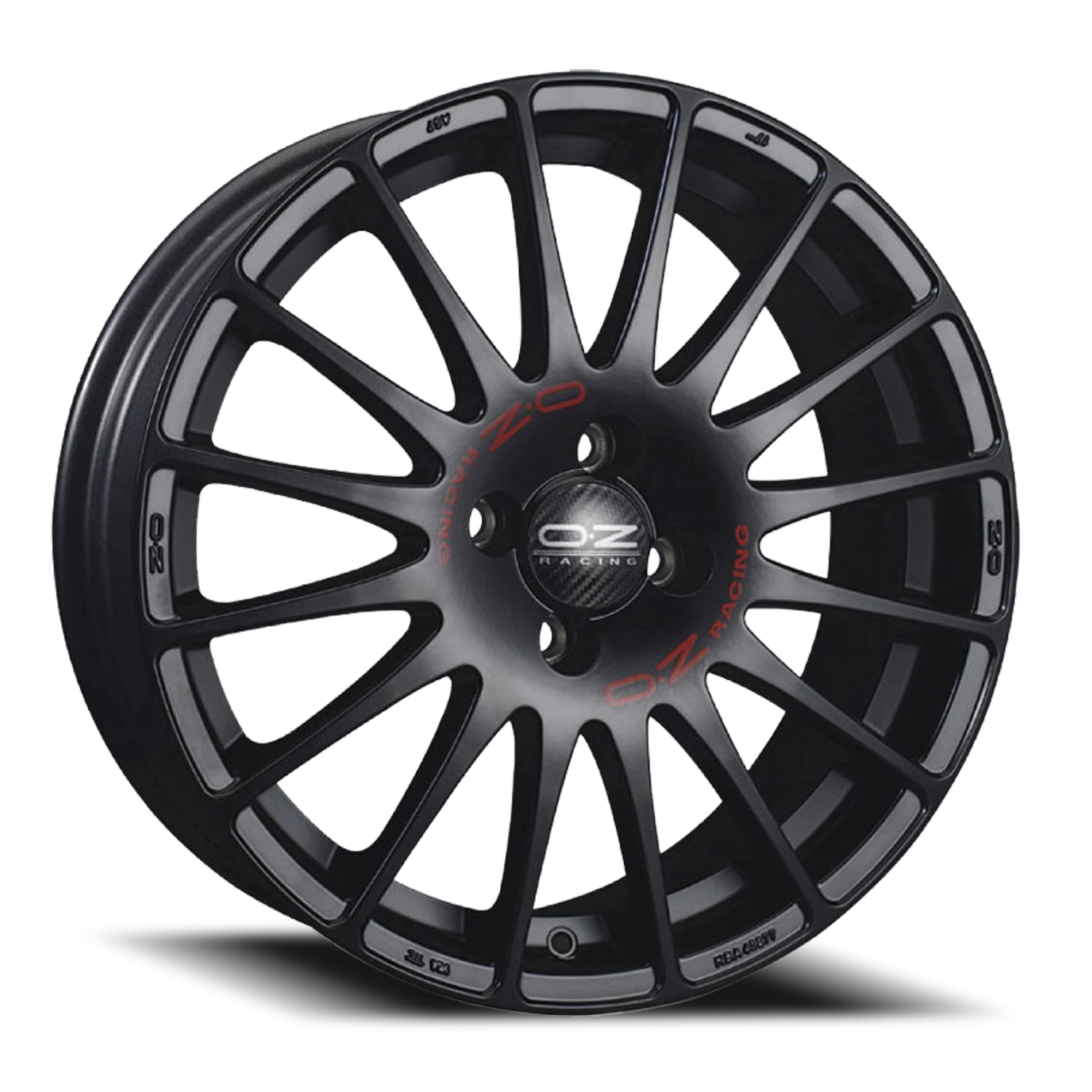 OZ Racing Superturismo Matte Black W/ Red Lettering 18x8 +50 OZ Racing Superturismo Matte Black W/ Red Lettering 18x8 +50