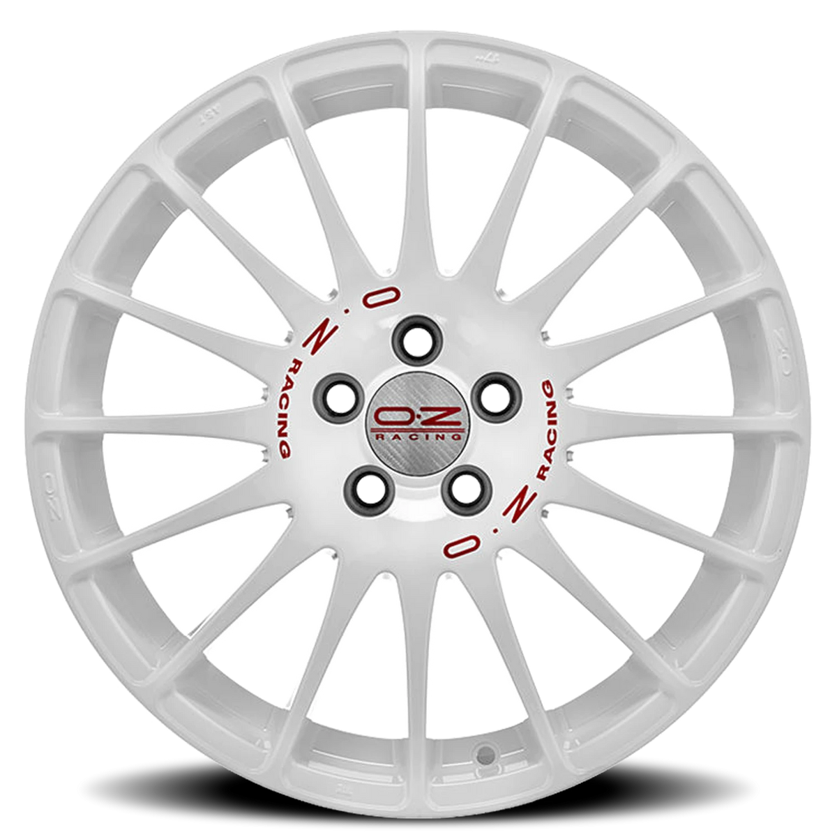 OZ Racing Superturismo WRC Gloss Race White W/ Red Lettering 16x7 +37 4x100mm 68mm - Wheelwiz
