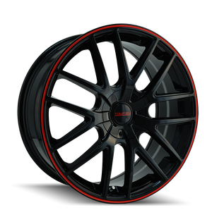 Touren TR60 Gloss black with red ring 17x7.5 +42 4x100|4x114.3mm 67.1mm - WheelWiz