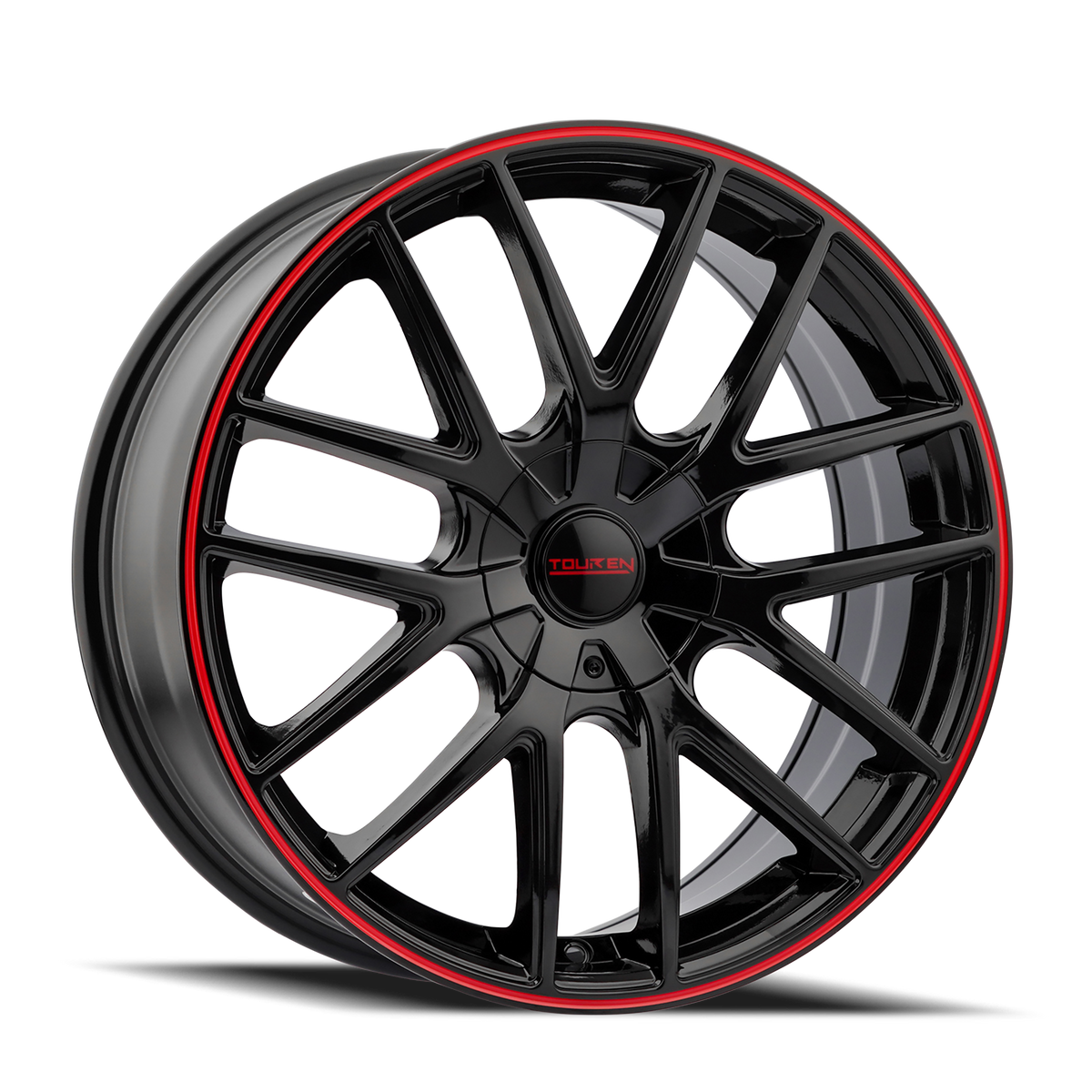 Touren TR60 Gloss black with red ring 16x7 +42 4x108|5x108mm 72.62mm - Wheelwiz