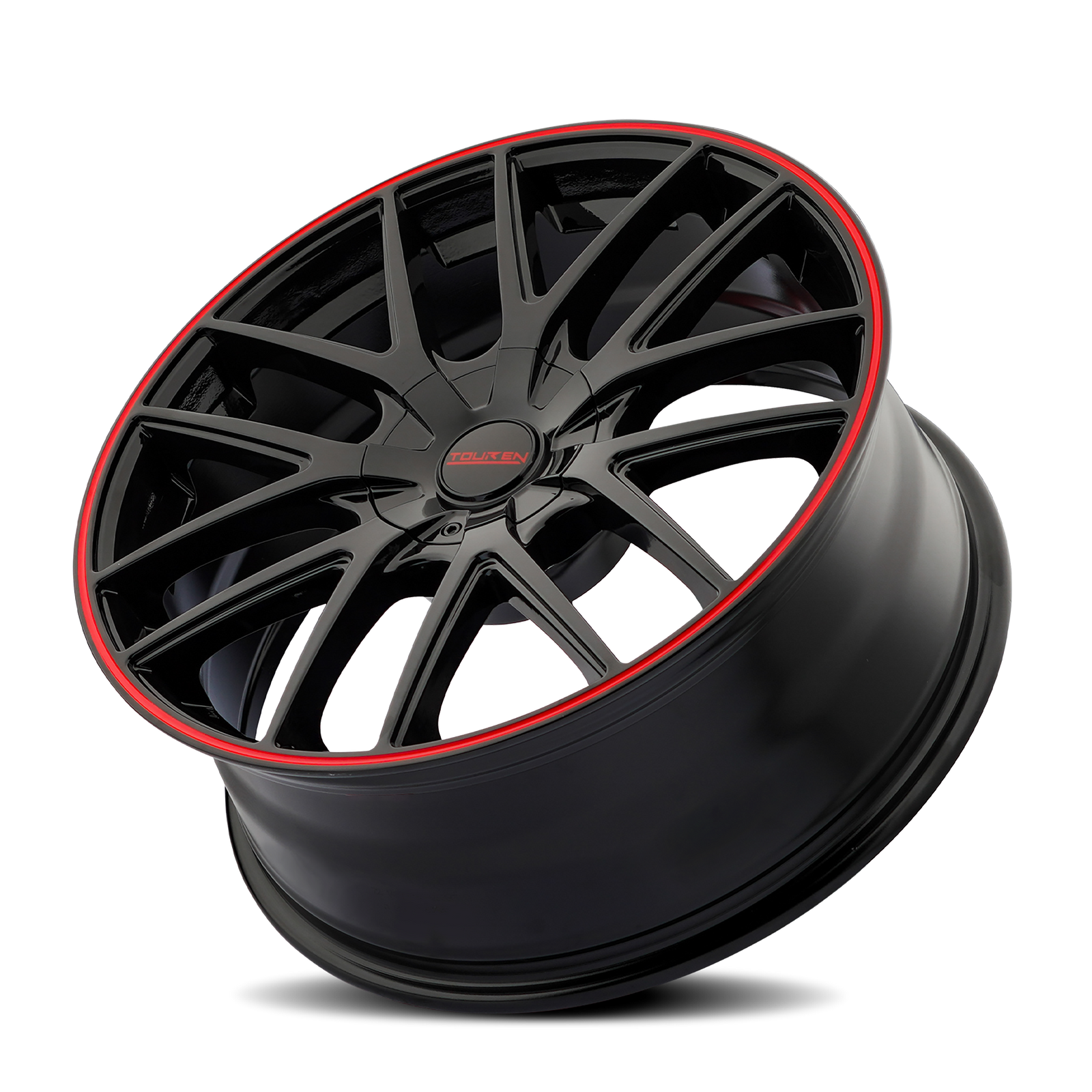 Touren TR60 Gloss black with red ring 17x7.5 +42 5x100|5x114.3mm 72.62mm - Wheelwiz