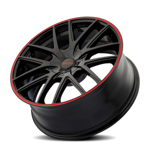 Touren TR60 Gloss black with red ring 17x7.5 +42 5x100|5x114.3mm 72.62mm - Wheelwiz