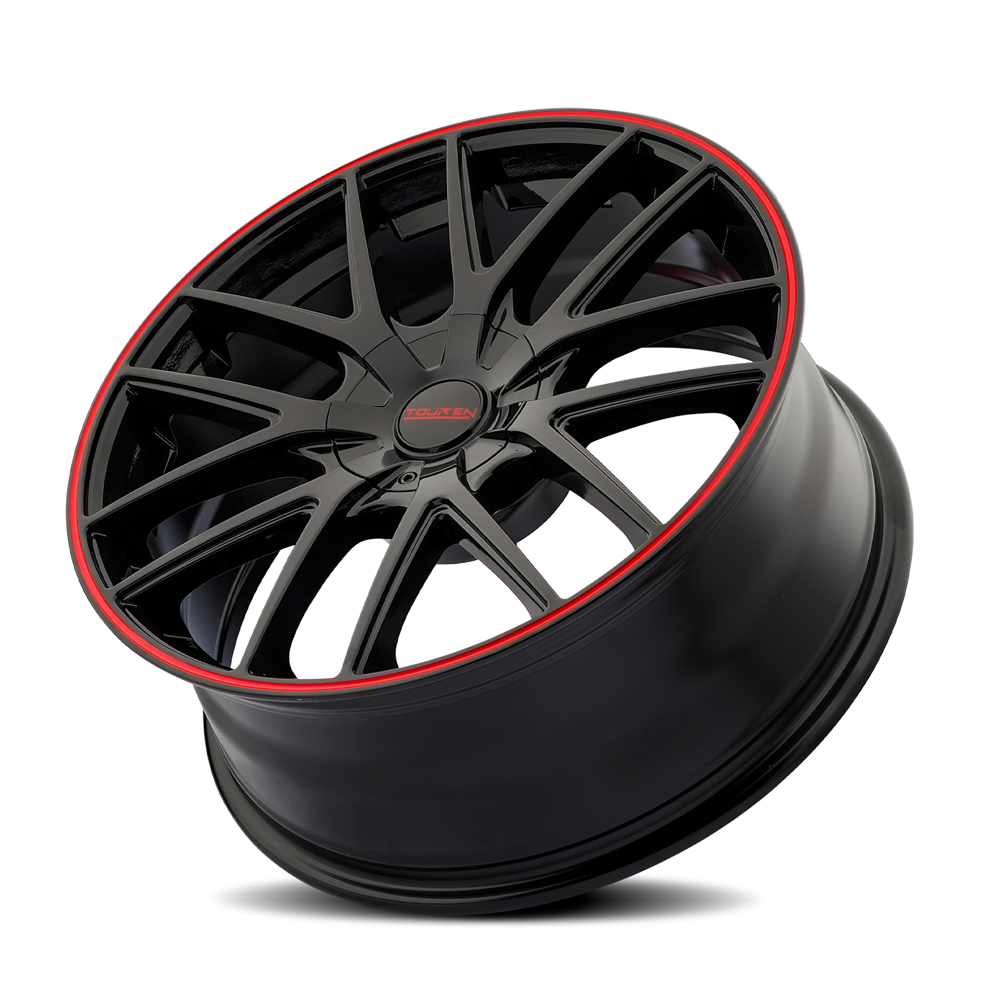 Touren TR60 Gloss black with red ring 18x8 +40 5x112|5x120mm 74.1mm - WheelWiz