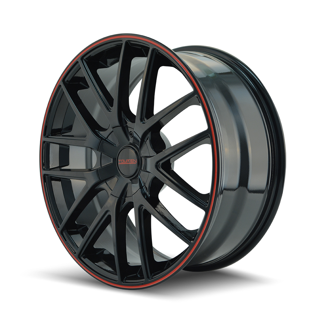 Touren TR60 Gloss black with red ring 19x8.5 +40 5x112|5x120mm 74.1mm - WheelWiz