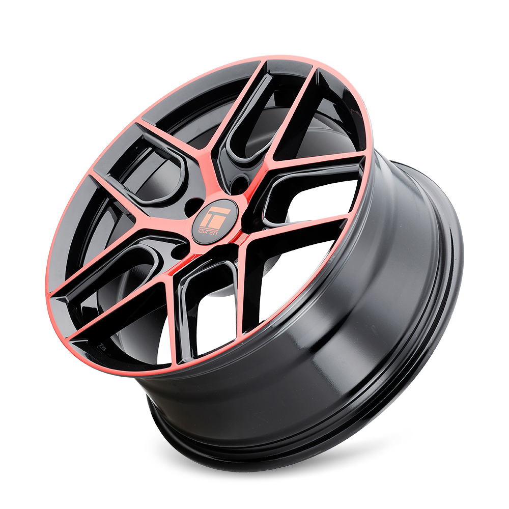 Touren TR79 Gloss black machined with red 17x8 +35 5x112mm 66.56mm - Wheelwiz