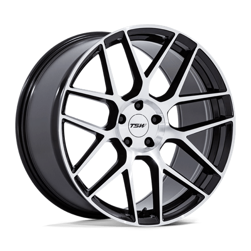 TSW TW002 LASARTHE Gloss Black Machined 18x9.5 +22 5x112mm 66.6mm - Wheelwiz