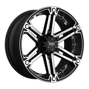 Tuff T01 Flat Black W/ Machined Face 18x9 +25 6x135|6x139.7mm 106.1mm - WheelWiz