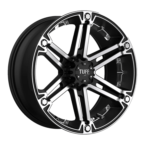 Tuff T01 Flat Black W/ Machined Face 15x8 -13 5x139.7mm 108mm - WheelWiz