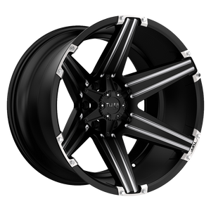 Tuff T12 Satin Black W/ Milled Spokes And Brushed Inserts 20x12 -45 8x165.1mm 125.1mm - WheelWiz