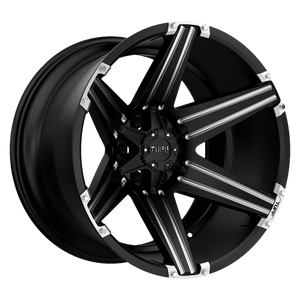 Tuff T12 Satin Black W/ Milled Spokes And Brushed Inserts 22x12 -45 8x165.1mm 125.1mm - WheelWiz