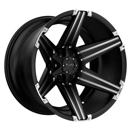 Tuff T12 Satin Black W/ Milled Spokes 20x10 -19 5x150mm 110.1mm - Wheelwiz