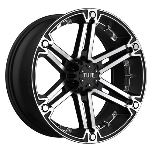 Tuff T01 Flat Black W/ Machined Face And Chrome Inserts 15x8 -13 5x127mm 78.1mm - WheelWiz