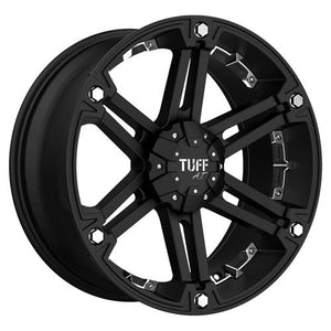 Tuff T01 Flat Black W/ Chrome Inserts 16x8 +10 5x139.7mm 108mm - WheelWiz