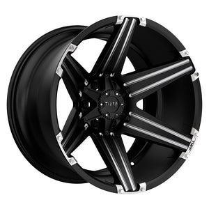 Tuff T12 Satin Black W/ Milled Spokes 22x12 -45 8x170mm 130.8mm - WheelWiz