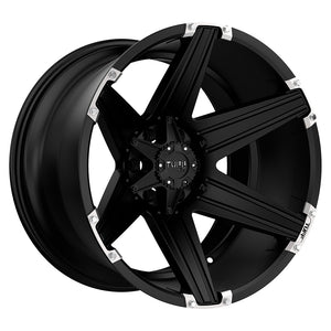 Tuff T12 Satin Black W/ Brushed Inserts 22x10 -25 8x165.1mm 125.1mm - WheelWiz