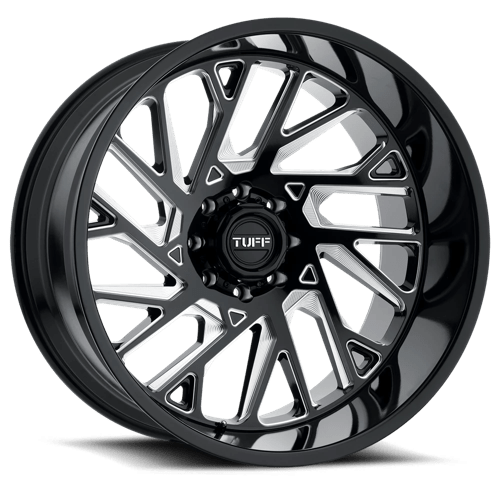 Tuff T4B Gloss Black W/ Milled Spokes 26x14 -72 8x180mm 125.1mm - WheelWiz