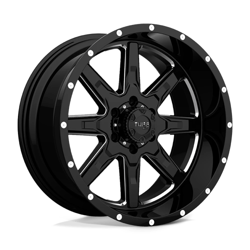 Tuff T15 Gloss Black W/ Milled Spokes 22x10 -19 5x127mm 78.1mm - Wheelwiz