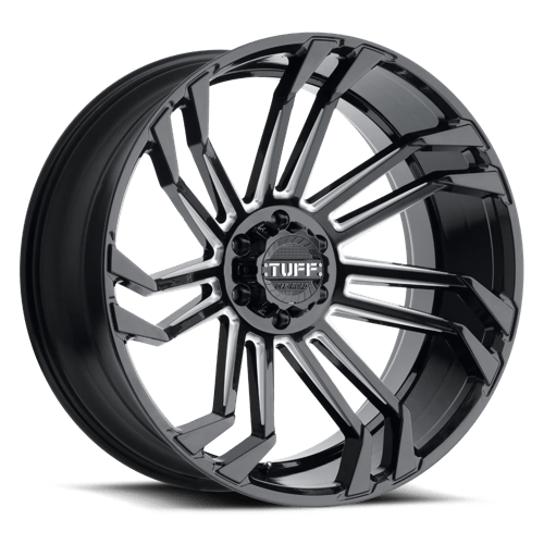 Tuff T21 Gloss Black W/ Milled Spokes 20x10 -19 6x139.7mm 112.1mm - Wheelwiz