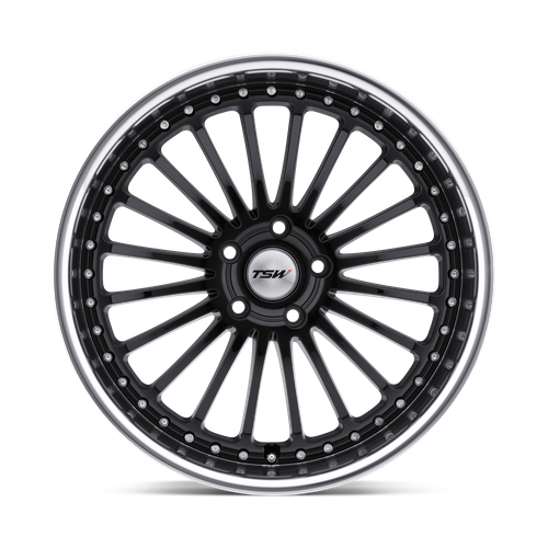 TSW SILVERSTONE Gloss Black W/ Mirror Cut Lip 19x8 +45 5x112mm 72.1mm