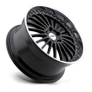 TSW SILVERSTONE Gloss Black W/ Mirror Cut Lip 19x8 +45 5x112mm 72.1mm