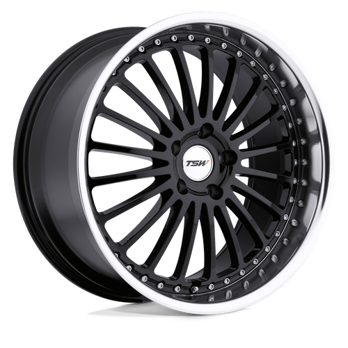 TSW SILVERSTONE Gloss Black W/ Mirror Cut Lip 20x8.5 +35 5x120mm 76.1mm
