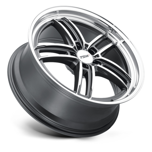 TSW SUZUKA Gloss Gunmetal W/ Mirror Cut Face &amp; Lip 20x8.5 +40 5x114.3mm 76.1mm - WheelWiz