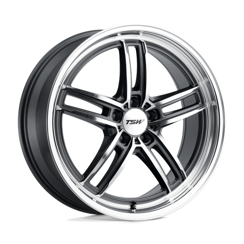 TSW SUZUKA Gloss Gunmetal W/ Mirror Cut Face & Lip 18x8.5 +20 5x114.3mm 76.1mm - WheelWiz