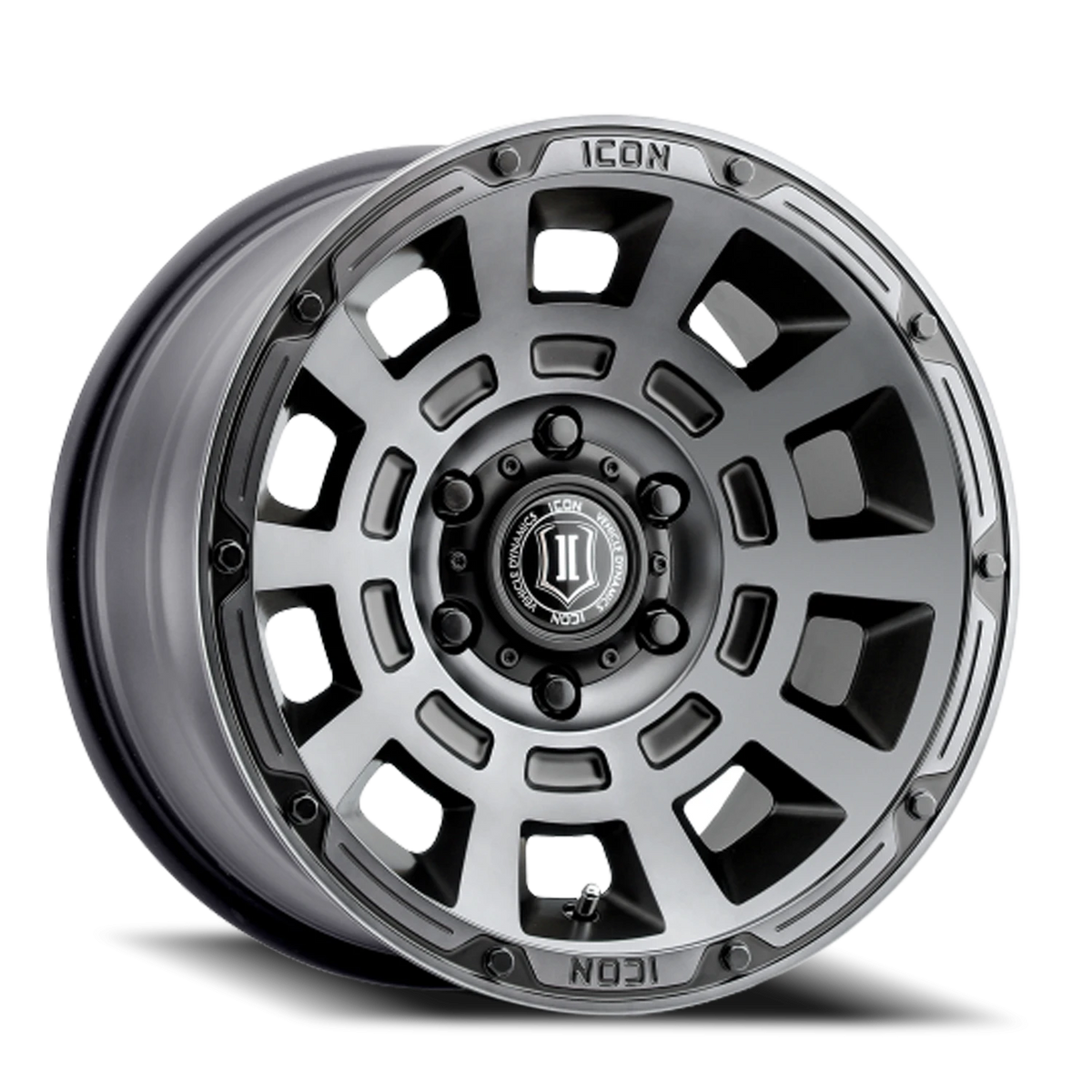 Icon Alloys Thrust Satin Smoked Satin Black 17x8.5 -6 5x127mm 71.5mm