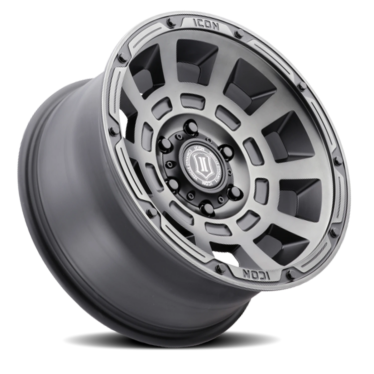 Icon Alloys Thrust Satin Smoked Satin Black 17x8.5 -6 5x127mm 71.5mm