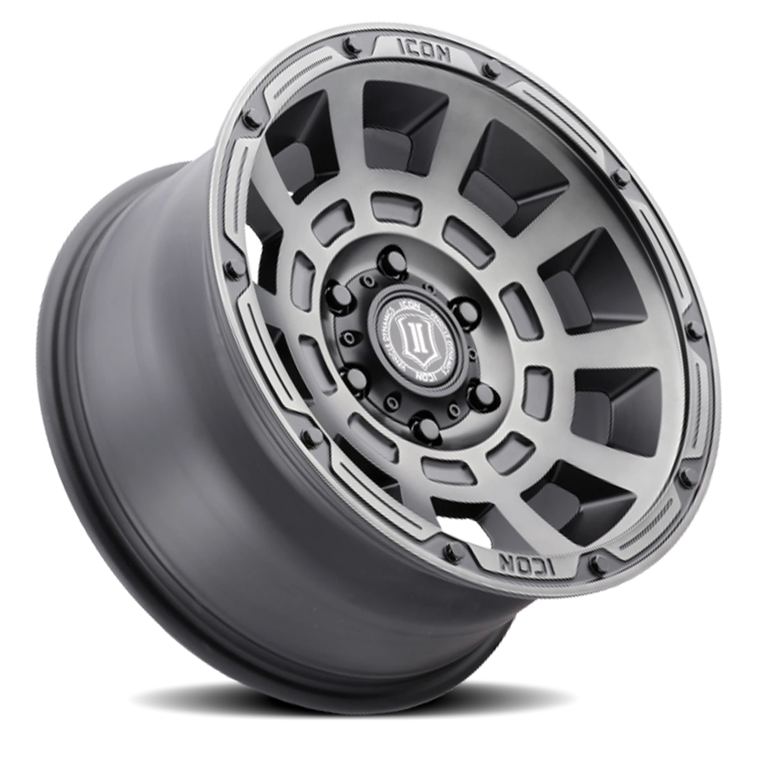 Icon Alloys Thrust Satin Smoked Satin Black 17x8.5 0 6x139.7mm 106.1mm