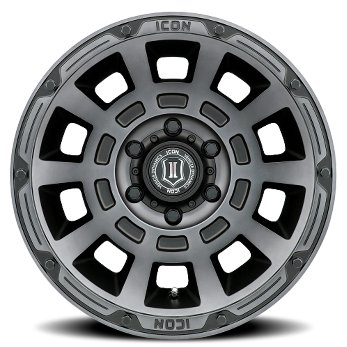 Icon Alloys Thrust Satin Smoked Satin Black 17x8.5 +25 6x139.7mm 95.1mm